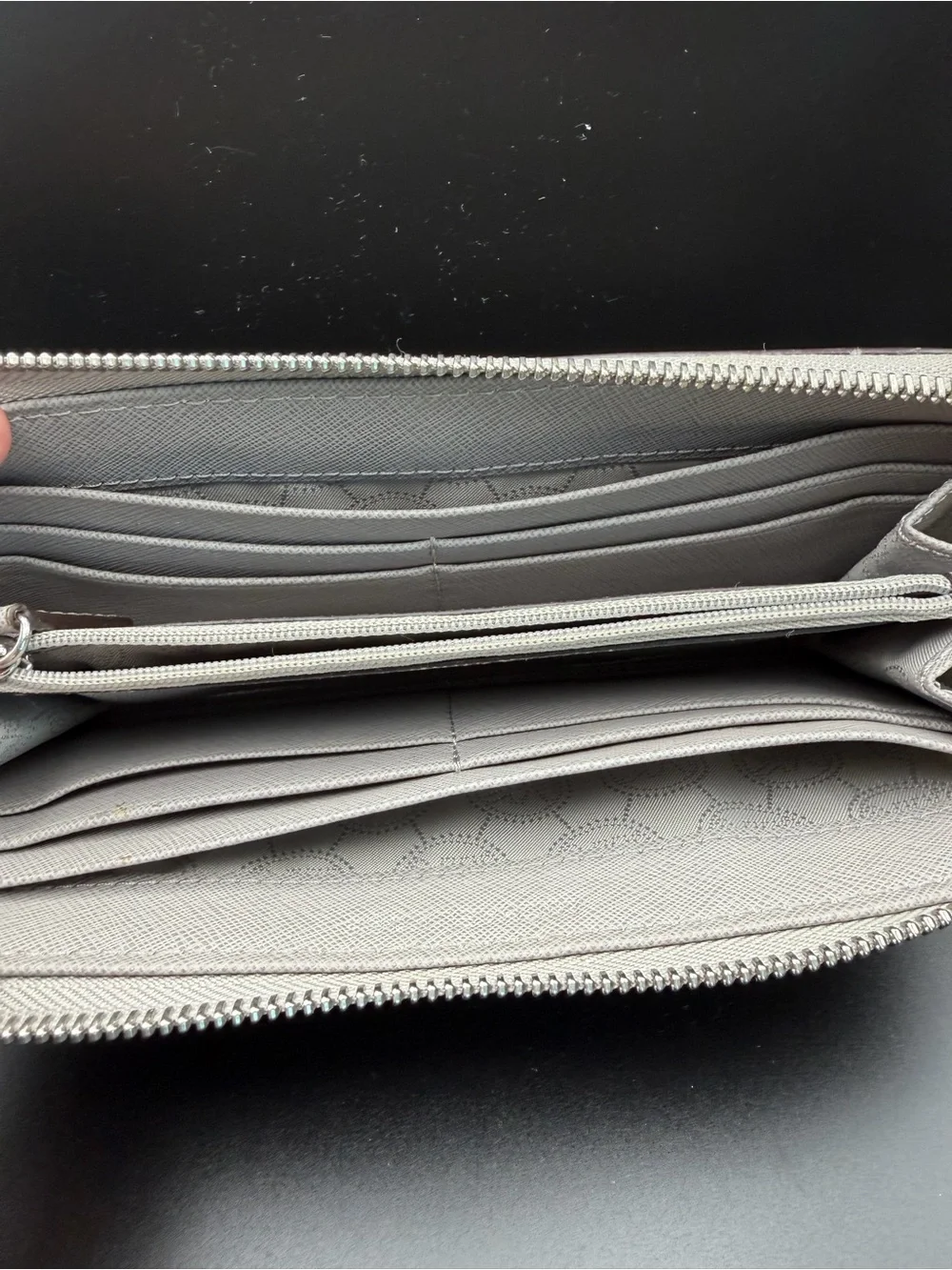 Michael Kors Light Gray Saffiano Zip-Around Wallet